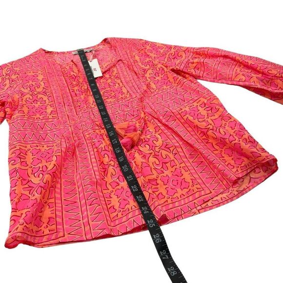 vineyard vines Top Pink Print w Tie Neck New !! Long Sleeves Size XSmall NEW !!! - Picture 8 of 11